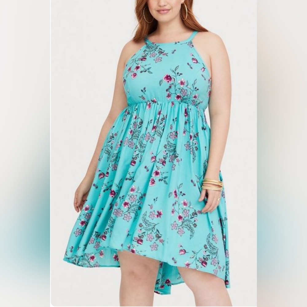 Torrid Midi Hi-Lo Challis High Neck Dress Size 3 (3X)